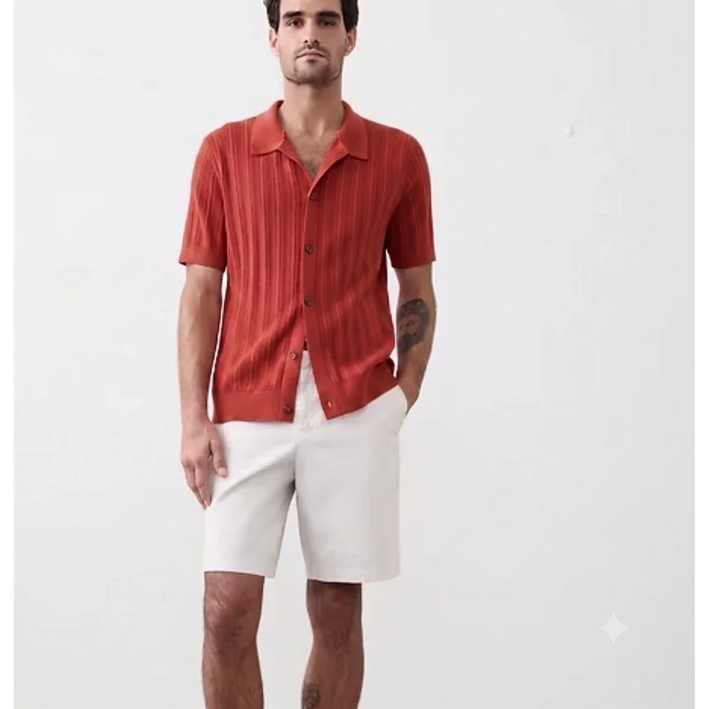 Banana Republic Textured Sweater Polo Tomato Paste Small New With Tags‎